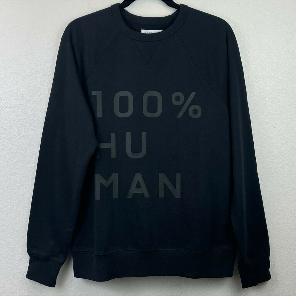 EVERLANE Men's Sweatshirt Pullover 100% Human Graphic Print in Black Size Medium